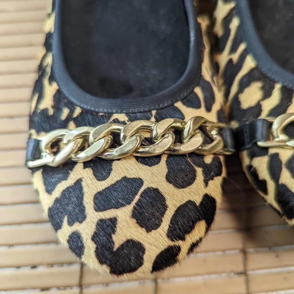 Vionic Spark "Pera" Flats Gold Chain Leopard Calf Hair Orthopedic Designed women - Picture 4 of 11